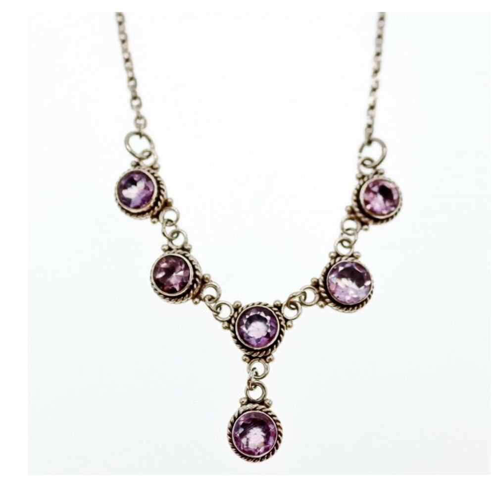 925 Sterling Silver Amethyst Necklace
